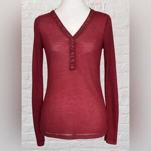 Y2K VTG Rock & Republic Red Henley long sleeve Shirt Sz XS Bella Swan Classic